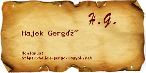 Hajek Gergő névjegykártya